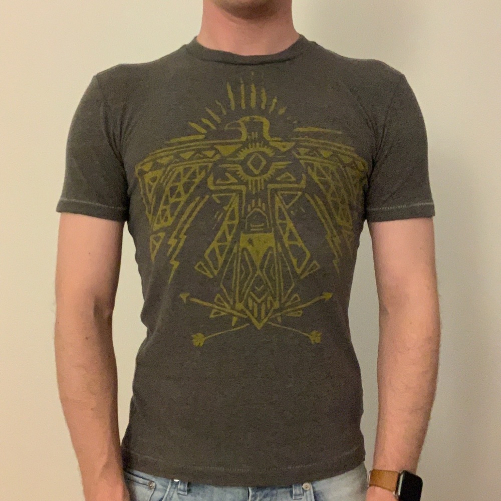 Used Dark Grey Graphic T-Shirt with Eye of Providence (Size XS)